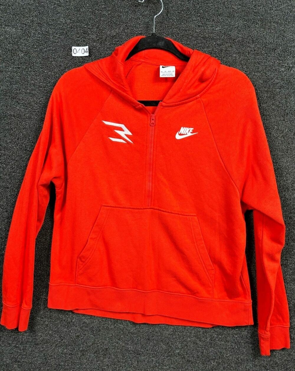 Nike Sportswear By Rusell Wilson Fleece Hoodie 1/4 Zip Womens XS Red Oversized